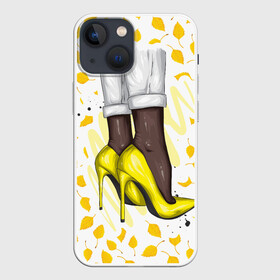 Чехол для iPhone 13 mini с принтом Осеннее настроение в Курске,  |  | жёлтый | красота | любовь | мило | мода | настроение | осень | радость | туфли