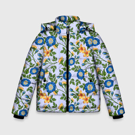 Зимняя куртка для мальчиков 3D с принтом Цветочки в Курске, ткань верха — 100% полиэстер; подклад — 100% полиэстер, утеплитель — 100% полиэстер | длина ниже бедра, удлиненная спинка, воротник стойка и отстегивающийся капюшон. Есть боковые карманы с листочкой на кнопках, утяжки по низу изделия и внутренний карман на молнии. 

Предусмотрены светоотражающий принт на спинке, радужный светоотражающий элемент на пуллере молнии и на резинке для утяжки | абстракция | лютики | паттерн | текстуры | узоры | цветочки | цветы