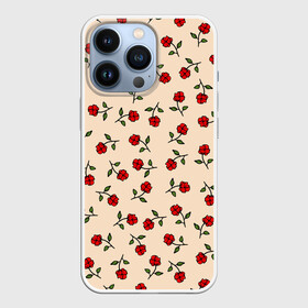 Чехол для iPhone 13 Pro с принтом Прованс из роз в Курске,  |  | flowers | girls | red roses | roses | vintage | букет | бутоны | винтаж | девушкам | женщинам | красные розы | красные цветы | листья | нарисованные цветы | подарок | природа | прованс | розы | узор | цветочный принт