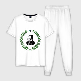 Мужская пижама хлопок с принтом Макс Штирнер в Курске, 100% хлопок | брюки и футболка прямого кроя, без карманов, на брюках мягкая резинка на поясе и по низу штанин
 | anarchy | spook | stirner | анархизм | исторические личности | философы | штирнер