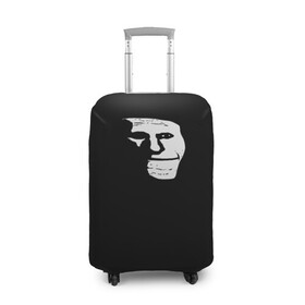 Чехол для чемодана 3D с принтом Троллфейс в Курске, 86% полиэфир, 14% спандекс | двустороннее нанесение принта, прорези для ручек и колес | cursed | trollface | безысходность | мемы | черно белый