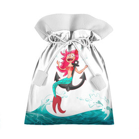 Подарочный 3D мешок с принтом Русалка на якоре в Курске, 100% полиэстер | Размер: 29*39 см | водолей | волна | волны | девочка | девчонка | море | мультик | мультфильм | океан | русалка | русалочка | рыба | рыбка | улыбка | хвост | хвостик | якорь