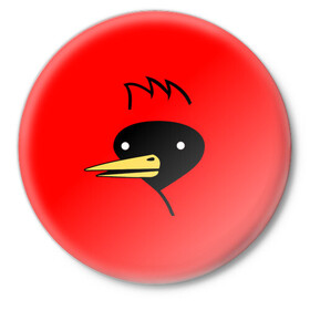 Значок с принтом Омская Птица в Курске,  металл | круглая форма, металлическая застежка в виде булавки | winged doom | вингедум | мемы | омск | птица