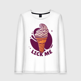 Женский лонгслив хлопок с принтом Оближи меня в Курске, 100% хлопок |  | art | cone | drawing | ice cream | арт | мороженое | рисунок | рожок