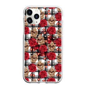 Чехол для iPhone 11 Pro матовый с принтом Розы в клеточку в Курске, Силикон |  | Тематика изображения на принте: абстракция | паттерн | розы | текстуры | узоры | цветочки | цветы