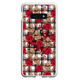 Чехол для Samsung S10E с принтом Розы в клеточку в Курске, Силикон | Область печати: задняя сторона чехла, без боковых панелей | абстракция | паттерн | розы | текстуры | узоры | цветочки | цветы