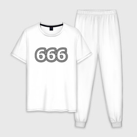 Мужская пижама хлопок с принтом 666 в Курске, 100% хлопок | брюки и футболка прямого кроя, без карманов, на брюках мягкая резинка на поясе и по низу штанин
 | 666 | апокалипсис | дъявол | число | шесть