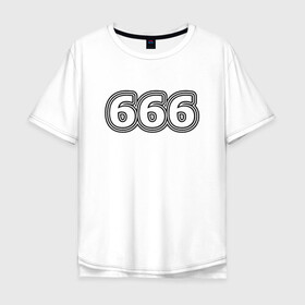 Мужская футболка хлопок Oversize с принтом 666 в Курске, 100% хлопок | свободный крой, круглый ворот, “спинка” длиннее передней части | 666 | апокалипсис | дъявол | число | шесть
