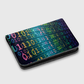 Картхолдер с принтом с принтом Бинарный код в Курске, натуральная матовая кожа | размер 7,3 х 10 см; кардхолдер имеет 4 кармана для карт; | binary | code | бинарный | еденица | код | ноль | последовательность | программа