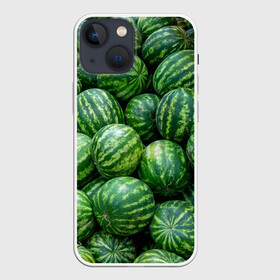 Чехол для iPhone 13 mini с принтом Арбузы в Курске,  |  | арбуз | арбузы | зеленый | много | текстура | фрукт | ягода
