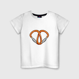 Детская футболка хлопок с принтом Carabiners love в Курске, 100% хлопок | круглый вырез горловины, полуприлегающий силуэт, длина до линии бедер | carabiners | gwaenor | love | альпинизм | карабин | любовь | сердце | скалолазание
