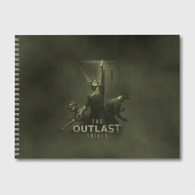 Альбом для рисования с принтом The Outlast Trial в Курске, 100% бумага
 | матовая бумага, плотность 200 мг. | Тематика изображения на принте: game | horror | outlast | апшер | аутласт | аутлэст | игра | майлз | меркоф | хоррор