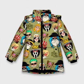 Зимняя куртка для девочек 3D с принтом Персонажи One Piece Большой куш в Курске, ткань верха — 100% полиэстер; подклад — 100% полиэстер, утеплитель — 100% полиэстер. | длина ниже бедра, удлиненная спинка, воротник стойка и отстегивающийся капюшон. Есть боковые карманы с листочкой на кнопках, утяжки по низу изделия и внутренний карман на молнии. 

Предусмотрены светоотражающий принт на спинке, радужный светоотражающий элемент на пуллере молнии и на резинке для утяжки. | anime | manga | monkey d. luffy | one piece | аниме | большой куш | ван пис | вон пис | гол д. роджер | кайдо | король пиратов | луфи | луффи | манга | манки д. луффи | нами | нико робин | пират | портгас д. эйс | ророноа зоро