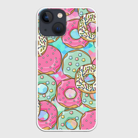 Чехол для iPhone 13 mini с принтом РазНоцветные Пончики в Курске,  |  | еда | звездочки | лето | пончики | разноцветные | сладости