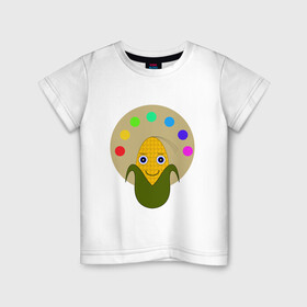 Детская футболка хлопок с принтом Кукуруза Художник в Курске, 100% хлопок | круглый вырез горловины, полуприлегающий силуэт, длина до линии бедер | краски | кукуруза | палитра | художник