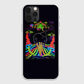 Чехол для iPhone 12 Pro с принтом Психоделика НЛО в Курске, силикон | область печати: задняя сторона чехла, без боковых панелей | pop art | арт | инопланетяне | космос | летающая тарелка | мороженное | нло | ногти | психодел | психоделика | радуга | рука