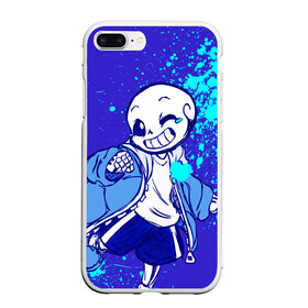 Чехол для iPhone 7Plus/8 Plus матовый с принтом UNDERTALE SANS BLUE в Курске, Силикон | Область печати: задняя сторона чехла, без боковых панелей | sans | undertale | андертале | андертейл | гтвукефду | игра | подземная история | подземная сказка | санс | ундертале