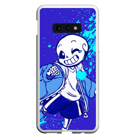 Чехол для Samsung S10E с принтом UNDERTALE SANS BLUE в Курске, Силикон | Область печати: задняя сторона чехла, без боковых панелей | sans | undertale | андертале | андертейл | гтвукефду | игра | подземная история | подземная сказка | санс | ундертале