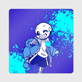 Магнит виниловый Квадрат с принтом UNDERTALE SANS BLUE в Курске, полимерный материал с магнитным слоем | размер 9*9 см, закругленные углы | sans | undertale | андертале | андертейл | гтвукефду | игра | подземная история | подземная сказка | санс | ундертале