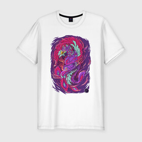 Мужская футболка хлопок Slim с принтом Разноцветный феникс в Курске, 92% хлопок, 8% лайкра | приталенный силуэт, круглый вырез ворота, длина до линии бедра, короткий рукав | colorful | иллюстрация | огненная птица | птица | феникс