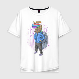 Мужская футболка хлопок Oversize с принтом Славный парень в Курске, 100% хлопок | свободный крой, круглый ворот, “спинка” длиннее передней части | ангел | арт | единорог | иллюстрация | парень