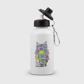 Бутылка спортивная с принтом Robo Life в Курске, металл | емкость — 500 мл, в комплекте две пластиковые крышки и карабин для крепления | life | арт | железяка | иллюстрация | робот
