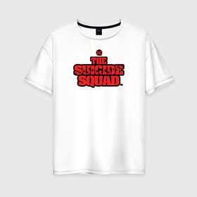 Женская футболка хлопок Oversize с принтом The Suicide Squad лого в Курске, 100% хлопок | свободный крой, круглый ворот, спущенный рукав, длина до линии бедер
 | Тематика изображения на принте: suicide squad | the suicide squad | vdzabma