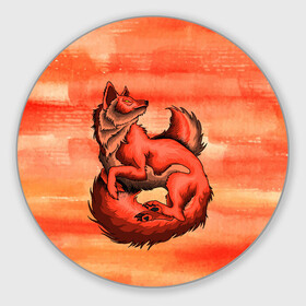 Коврик для мышки круглый с принтом Fox в Курске, резина и полиэстер | круглая форма, изображение наносится на всю лицевую часть | fox | арт | графика | животные | звери | лиса