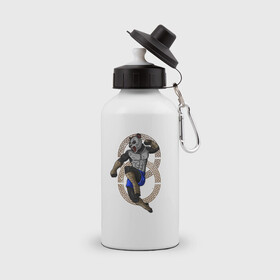 Бутылка спортивная с принтом Тайская панда в Курске, металл | емкость — 500 мл, в комплекте две пластиковые крышки и карабин для крепления | боец | бой | иллюстрация | муай тай | тайский бокс