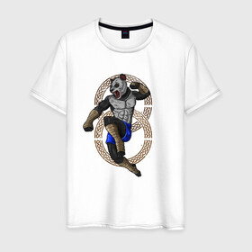 Мужская футболка хлопок с принтом Тайская панда в Курске, 100% хлопок | прямой крой, круглый вырез горловины, длина до линии бедер, слегка спущенное плечо. | боец | бой | иллюстрация | муай тай | тайский бокс