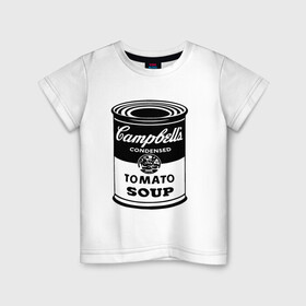 Детская футболка хлопок с принтом Энди Уорхол суп Кэмпбелл в Курске, 100% хлопок | круглый вырез горловины, полуприлегающий силуэт, длина до линии бедер | andy warhol | искусство | суп кэмпбелл | энди уорхол