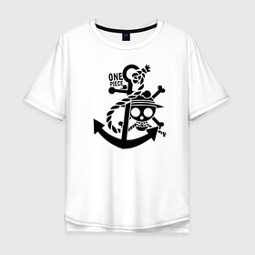 Мужская футболка хлопок Oversize с принтом Пираты Соломенной Шляпы One Piece в Курске, 100% хлопок | свободный крой, круглый ворот, “спинка” длиннее передней части | anime | manga | one piece | аниме | большой куш | ван пис | весёлый роджер | вон пис | король пиратов | логотип | манга | монки д. луффи | мугивары | перекрещённый костями | пират | пиратский флаг
