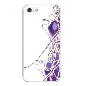 Чехол для iPhone 5/5S матовый с принтом Фиолетовые нити в Курске, Силикон | Область печати: задняя сторона чехла, без боковых панелей | абстракция | акварель | асимметрия | верёвки | морские узлы | нити | фиолетовый