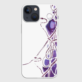 Чехол для iPhone 13 mini с принтом Фиолетовые нити в Курске,  |  | абстракция | акварель | асимметрия | верёвки | морские узлы | нити | фиолетовый