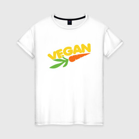 Женская футболка хлопок с принтом Веган - Морковь в Курске, 100% хлопок | прямой крой, круглый вырез горловины, длина до линии бедер, слегка спущенное плечо | green | greenpaece | nature | sport | vegan | yoga | веган | вегетарианец | гринпис | еда | животные | жизнь | здоровье | зеленый | йога | мир | овощи | пища | планета | природа | растение | спорт | тело | фрукты