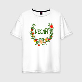 Женская футболка хлопок Oversize с принтом Vegan World в Курске, 100% хлопок | свободный крой, круглый ворот, спущенный рукав, длина до линии бедер
 | green | greenpaece | nature | sport | vegan | yoga | веган | вегетарианец | гринпис | еда | животные | жизнь | здоровье | зеленый | йога | мир | овощи | пища | планета | природа | растение | спорт | тело | фрукты
