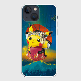 Чехол для iPhone 13 mini с принтом Пикачу гейша в Курске,  |  | anime | picachu | pikachu | аниме | милый | пика | пикачу | покебол | покемон
