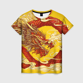 Женская футболка 3D с принтом Китайский Дракон, China Dragon в Курске, 100% полиэфир ( синтетическое хлопкоподобное полотно) | прямой крой, круглый вырез горловины, длина до линии бедер | chinese dragon | dhina dragon | dragon | азиатский дракон | восточный дракон | дракон | китайские драконы | китайский дракон | красный дракон | традиционный китайский дракон | японский дракон