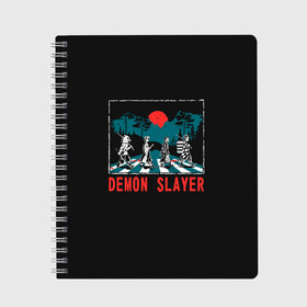 Тетрадь с принтом Demon slayer в Курске, 100% бумага | 48 листов, плотность листов — 60 г/м2, плотность картонной обложки — 250 г/м2. Листы скреплены сбоку удобной пружинной спиралью. Уголки страниц и обложки скругленные. Цвет линий — светло-серый
 | Тематика изображения на принте: anime | beatles | kimetsu no yaiba | аниме | анимэ | битлз | клинок рассекающий демонов