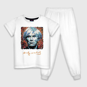 Детская пижама хлопок с принтом Andy Warhol в Курске, 100% хлопок |  брюки и футболка прямого кроя, без карманов, на брюках мягкая резинка на поясе и по низу штанин
 | andy warhol | art | legend | pop art | portrait | signature | искусство | легенда | подпись | поп арт | портрет | энди уорхол