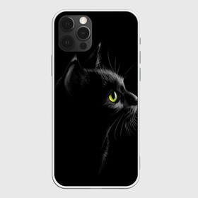 Чехол для iPhone 12 Pro с принтом Черный кот в Курске, силикон | область печати: задняя сторона чехла, без боковых панелей | взгляд | глаза | киса | киска | кот | котик | котяра | профиль | пушистый | усы