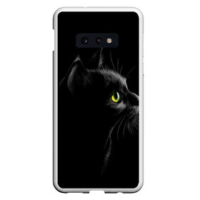 Чехол для Samsung S10E с принтом Черный кот в Курске, Силикон | Область печати: задняя сторона чехла, без боковых панелей | взгляд | глаза | киса | киска | кот | котик | котяра | профиль | пушистый | усы