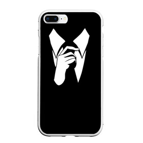 Чехол для iPhone 7Plus/8 Plus матовый с принтом Смокинг | Поправляю галстук в Курске, Силикон | Область печати: задняя сторона чехла, без боковых панелей | анонимус. | галстук | люди в чёрном | минимализм | рубашка | строгость