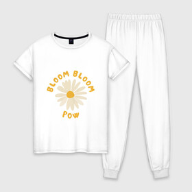 Женская пижама хлопок с принтом THE BOYZ Bloom Bloom Pow Cute  в Курске, 100% хлопок | брюки и футболка прямого кроя, без карманов, на брюках мягкая резинка на поясе и по низу штанин | 3racha | bts | bts idol | drake | exid hot pink | ikon | kpop | sleepy baby wolf | stay gold | the boyz bloom bloom pow cute retro lyrics | кейпоп | корейская музыка | корея | кпоп | поп