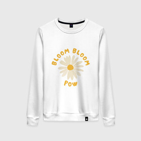 Женский свитшот хлопок с принтом THE BOYZ Bloom Bloom Pow Cute  в Курске, 100% хлопок | прямой крой, круглый вырез, на манжетах и по низу широкая трикотажная резинка  | 3racha | bts | bts idol | drake | exid hot pink | ikon | kpop | sleepy baby wolf | stay gold | the boyz bloom bloom pow cute retro lyrics | кейпоп | корейская музыка | корея | кпоп | поп