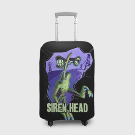 Чехол для чемодана 3D с принтом СИРЕНОГОЛОВЫЙ  SIREN HEAD в Курске, 86% полиэфир, 14% спандекс | двустороннее нанесение принта, прорези для ручек и колес | siren head | игра | монстр | сиреноголовый | существо | хоррор