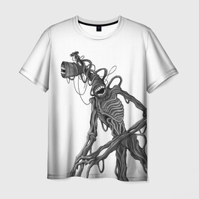 Мужская футболка 3D с принтом SIREN HEAD РИСУНОК в Курске, 100% полиэфир | прямой крой, круглый вырез горловины, длина до линии бедер | Тематика изображения на принте: siren head | игра | монстр | сиреноголовый | существо | хоррор