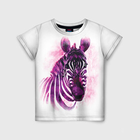 Детская футболка 3D с принтом Зебра акварель 3D в Курске, 100% гипоаллергенный полиэфир | прямой крой, круглый вырез горловины, длина до линии бедер, чуть спущенное плечо, ткань немного тянется | 3d | africa | animal | watercolor | zebra | акварель | африка | дикий | животное | зверь | зебра