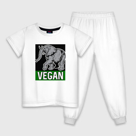 Детская пижама хлопок с принтом Vegan Elephant в Курске, 100% хлопок |  брюки и футболка прямого кроя, без карманов, на брюках мягкая резинка на поясе и по низу штанин
 | elephant | green | greenpaece | nature | sport | vegan | yoga | веган | вегетарианец | гринпис | еда | животные | жизнь | здоровье | зеленый | йога | мир | овощи | пища | планета | природа | растение | слон | спорт | тело | фрукты