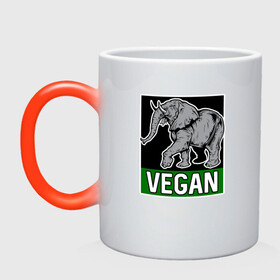Кружка хамелеон с принтом Vegan Elephant в Курске, керамика | меняет цвет при нагревании, емкость 330 мл | Тематика изображения на принте: elephant | green | greenpaece | nature | sport | vegan | yoga | веган | вегетарианец | гринпис | еда | животные | жизнь | здоровье | зеленый | йога | мир | овощи | пища | планета | природа | растение | слон | спорт | тело | фрукты